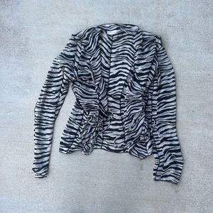 American Threads Sheer Tie Top‎ Long Sleeve Size Medium